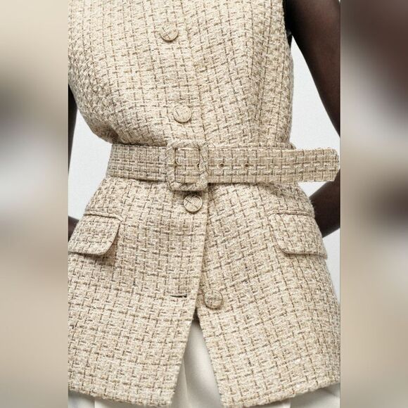 NWT ZARA Structured vest Bust 13 Inch Laying Flat Waist 12 Incn Flat - Picture 3 of 16